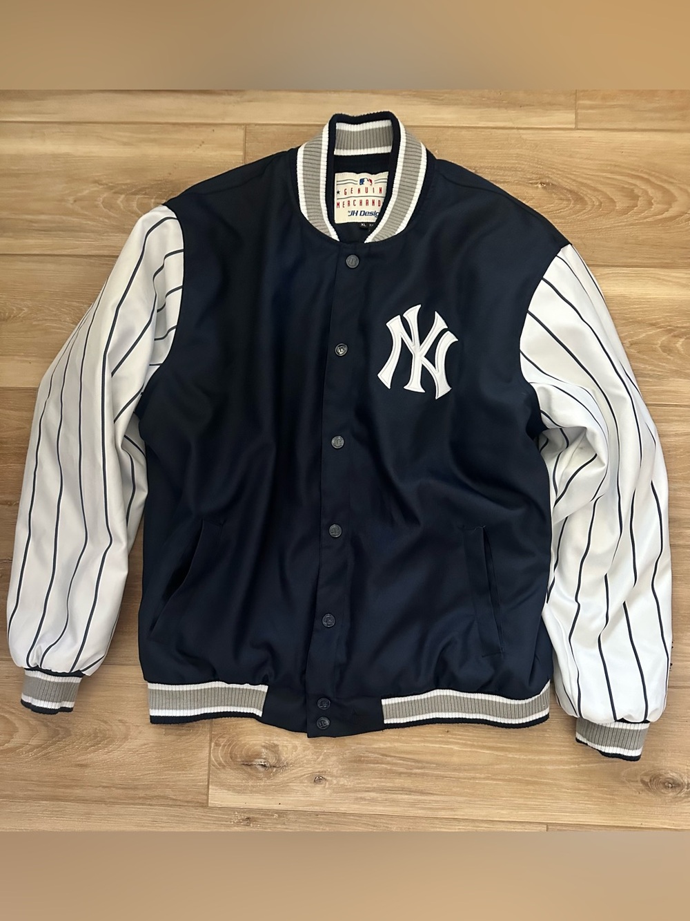 JHDesign NY Yankees Quilt Lined Poly Varsity Jacket XL